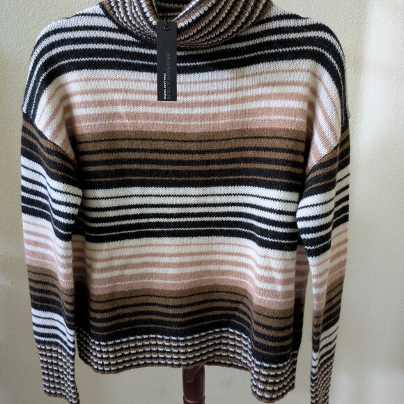 NWT 360 Sweater Italian Yarn Striped Turtleneck 35% merino wool 30% alpaca - Picture 5 of 7